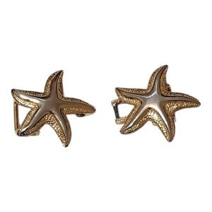 Vintage Starfish Belt Buckle Jeannie Bouchever Two Piece Clasp Gold/Silver‎ Tone